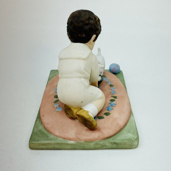 Vintage Porcelain Figurine Boy Feeding Cat Bessie Pease Gutmann 1985 Taiwan - Picture 6 of 12